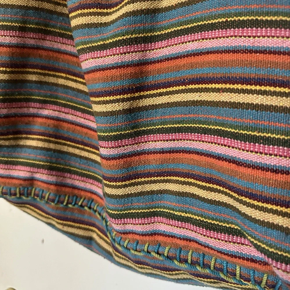 Limited Y2K Fabric & Yarn Large Hobo‎ Bag W/ Braided Straps Rainbow Colorful